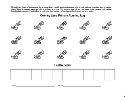 track your healthy running progress with our running log and shoes template