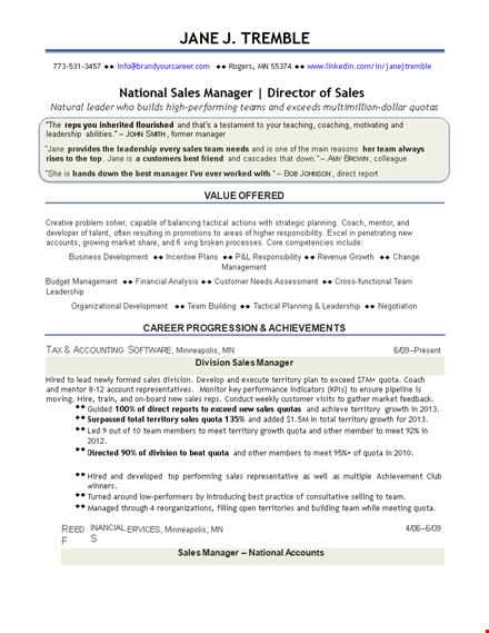 sample sales director resume template