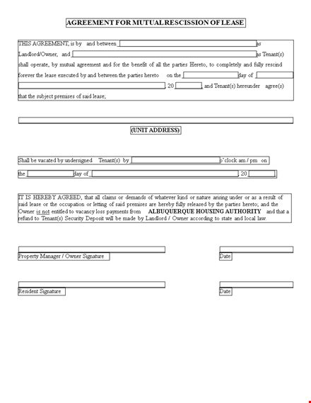 rescission agreement template | legal document for contract cancellation template