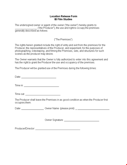 location release form for rightful premises owner - download now template