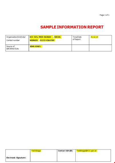 intelligence information template