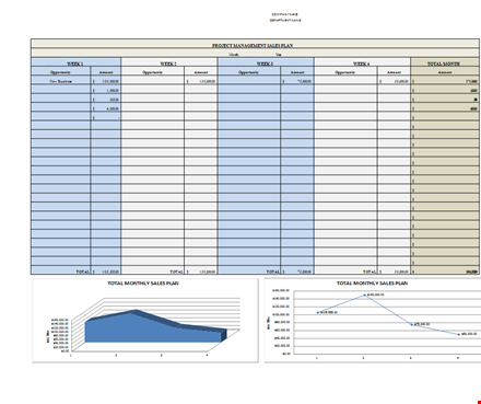 sales plan template: create a month-wise sales plan to maximize opportunities and track total amount template