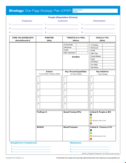 create your one-page strategic business plan: connecting people and critical elements template