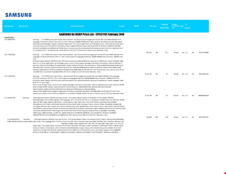 samsung oa products msrp price file (feb ) template