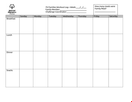 printable family workout log template