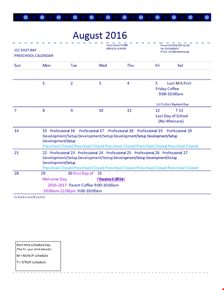 monthly preschool calendar template template