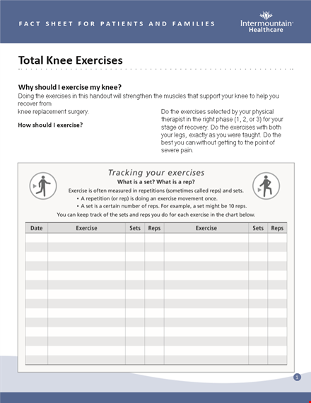 knee chart template