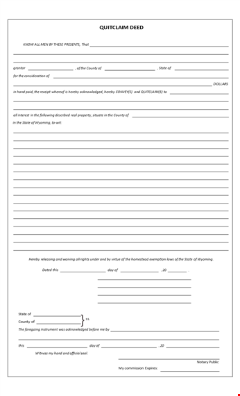 quit claim deed template - download legal document template template