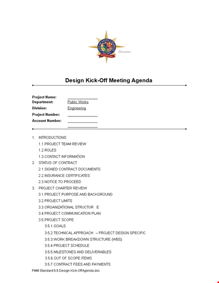 kick off design meeting agenda template