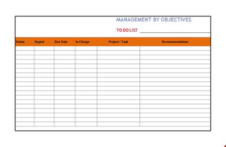 manage by objectives. checklist template template