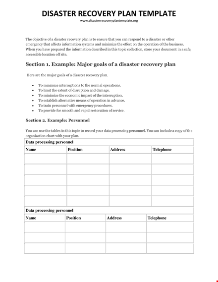 effective disaster recovery plan template - ensure business continuity template