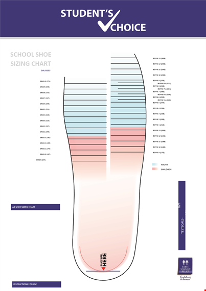 Printable School Shoe Size Chart