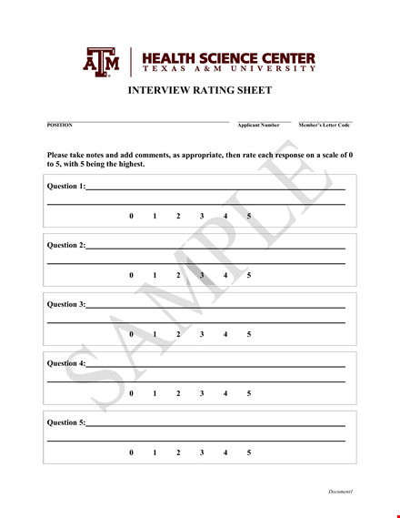 improve your interview rating and applicant skills with effective questions and ratings template