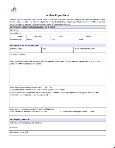 medical office incident report template