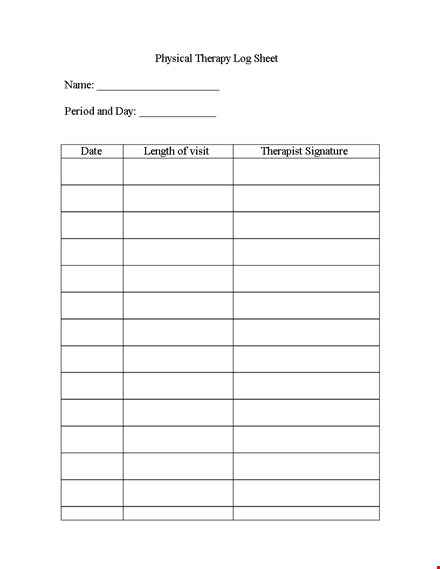 physical therapy log sheet for efficient and effective recording template