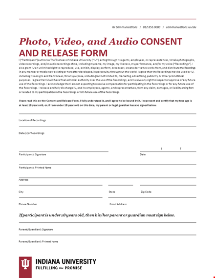 use our free photo release form for parents and participants - recordings included template