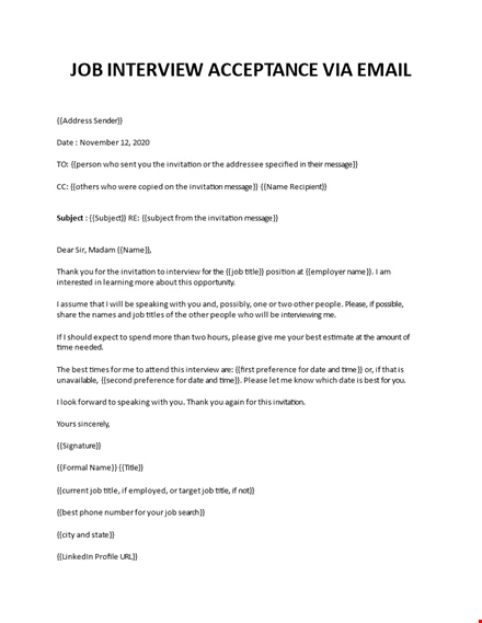 Email Confirming Interview