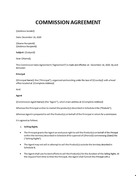 Sales Commission Agreement Template