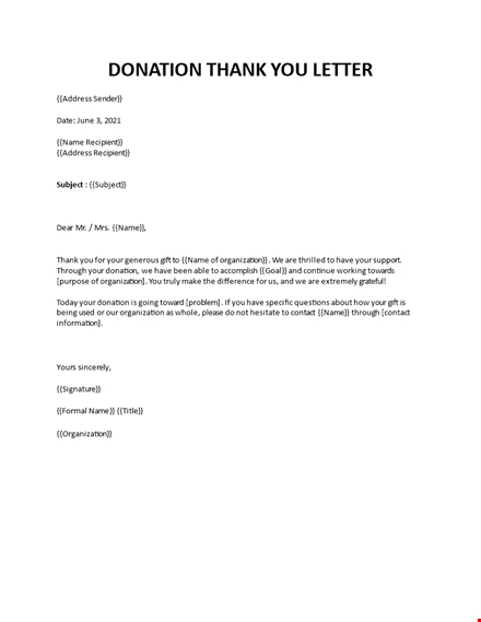 Donation Thank You Letter